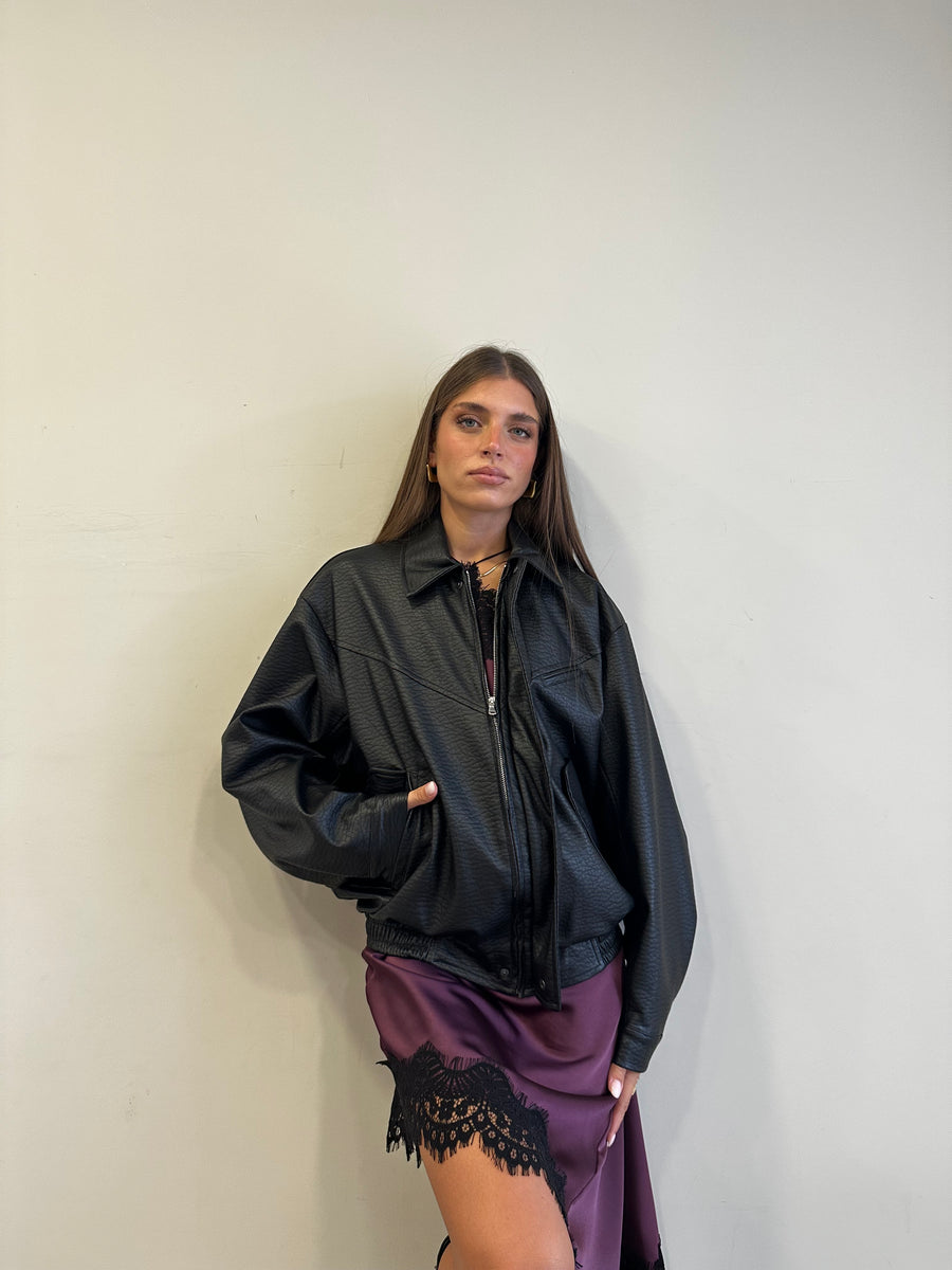 LMN bomber ecopelle nero