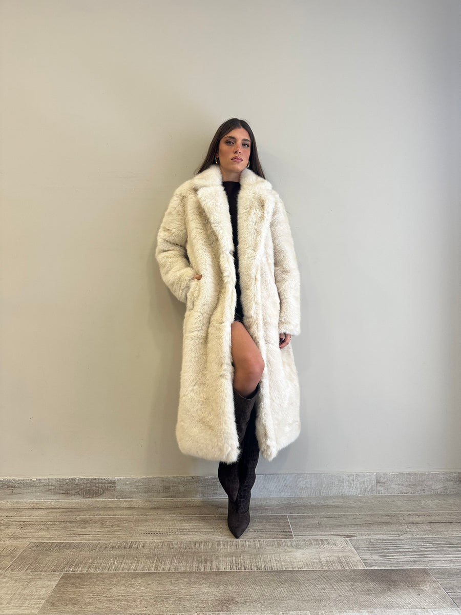 GLAMOROUS Cappotto eco pelliccia crema