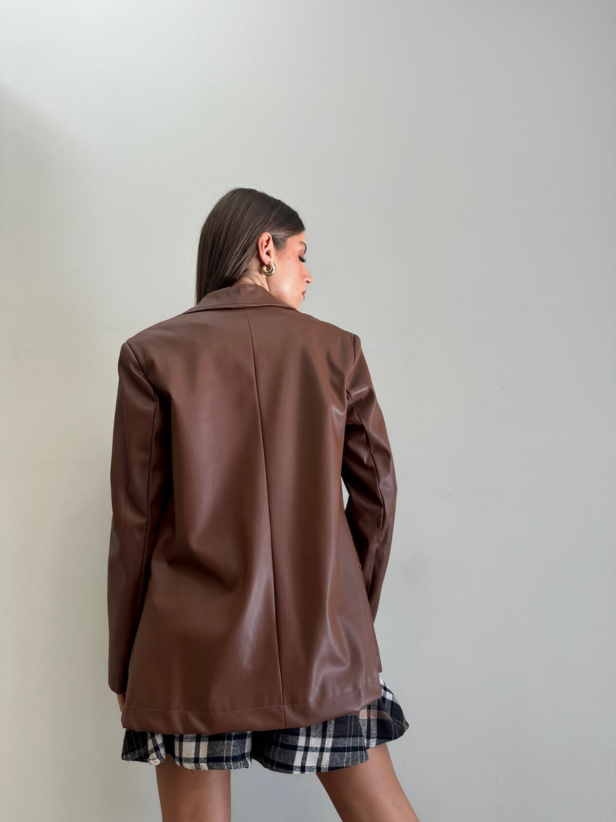 DIXIE Blazer ecopelle tabacco