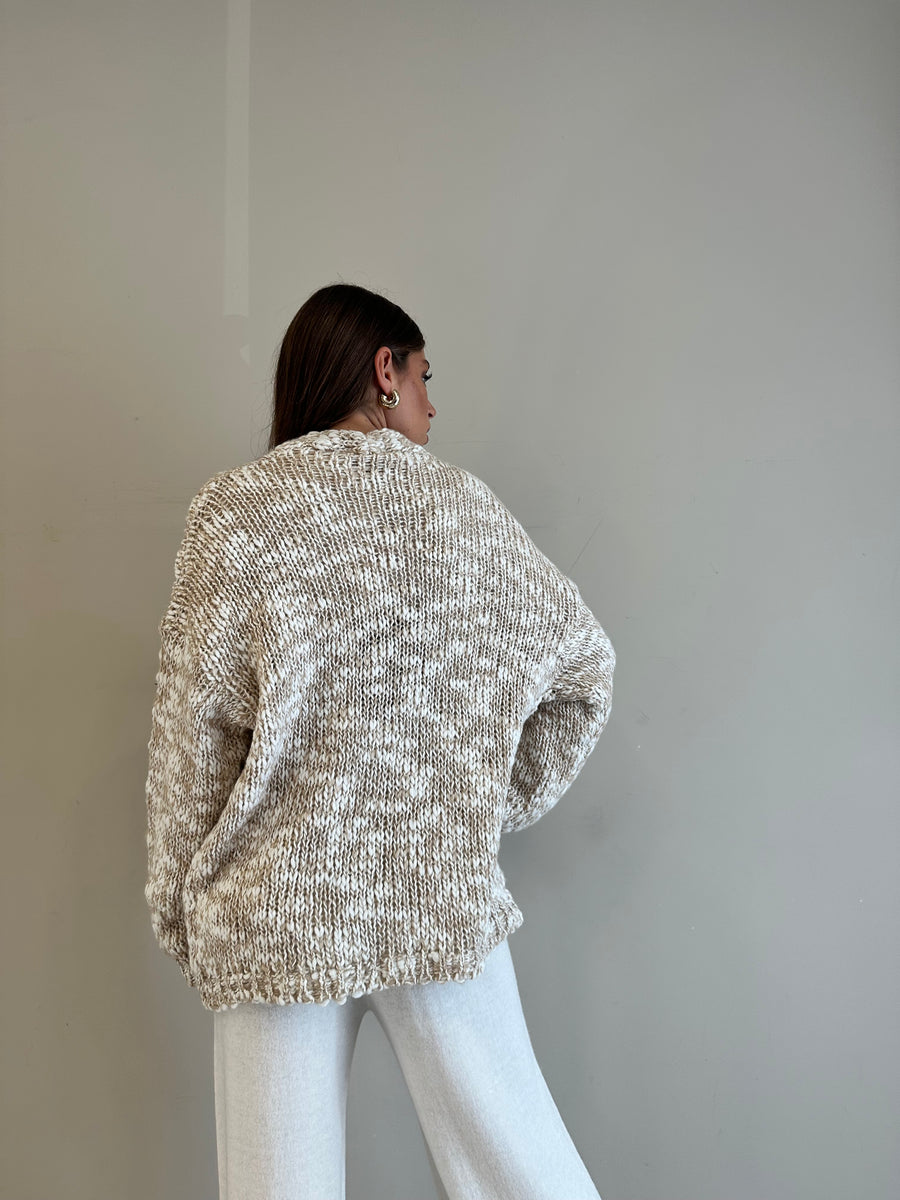 MOTEL Cardigan over melange  panna/sabbia