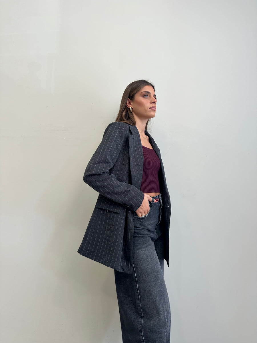 GLAMOROUS Blazer gessato grigio