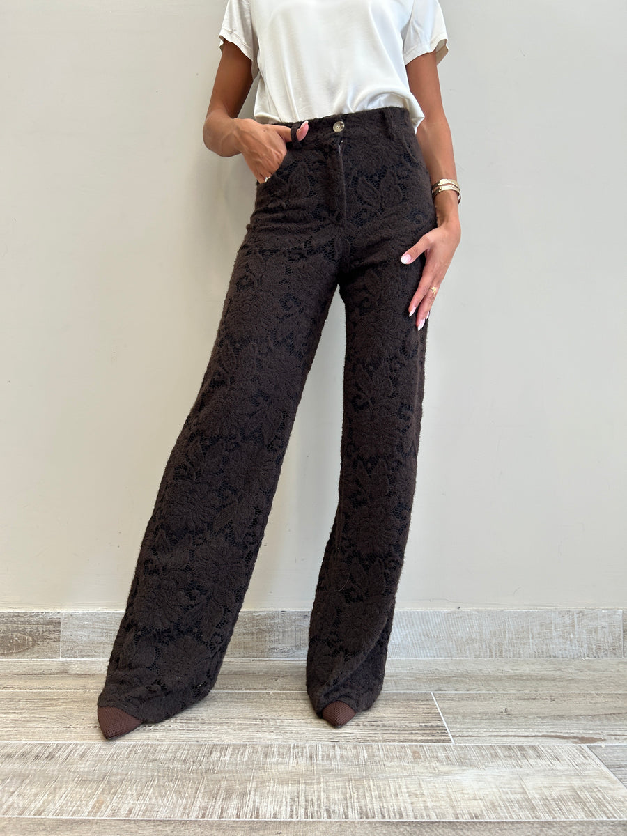LE STREGHE Pantalone pizzo moro