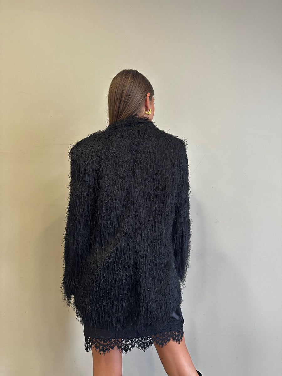 LMN Blazer sfrangiato nero