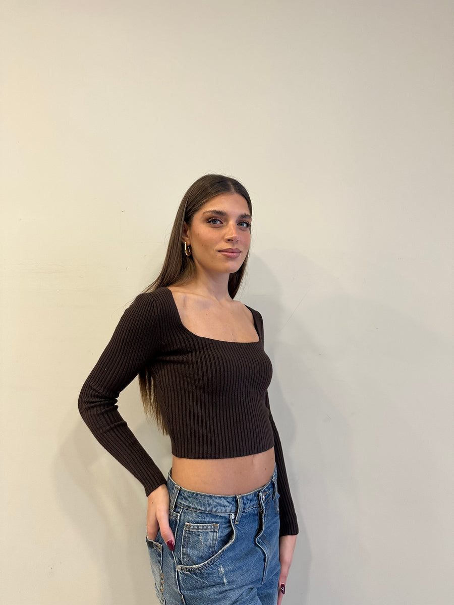 GIPSY INSIDE Maglia crop moro