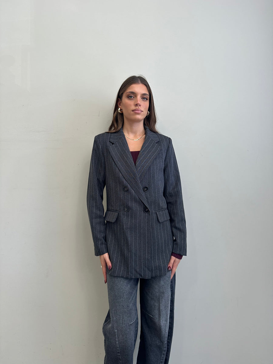 GLAMOROUS Blazer gessato grigio