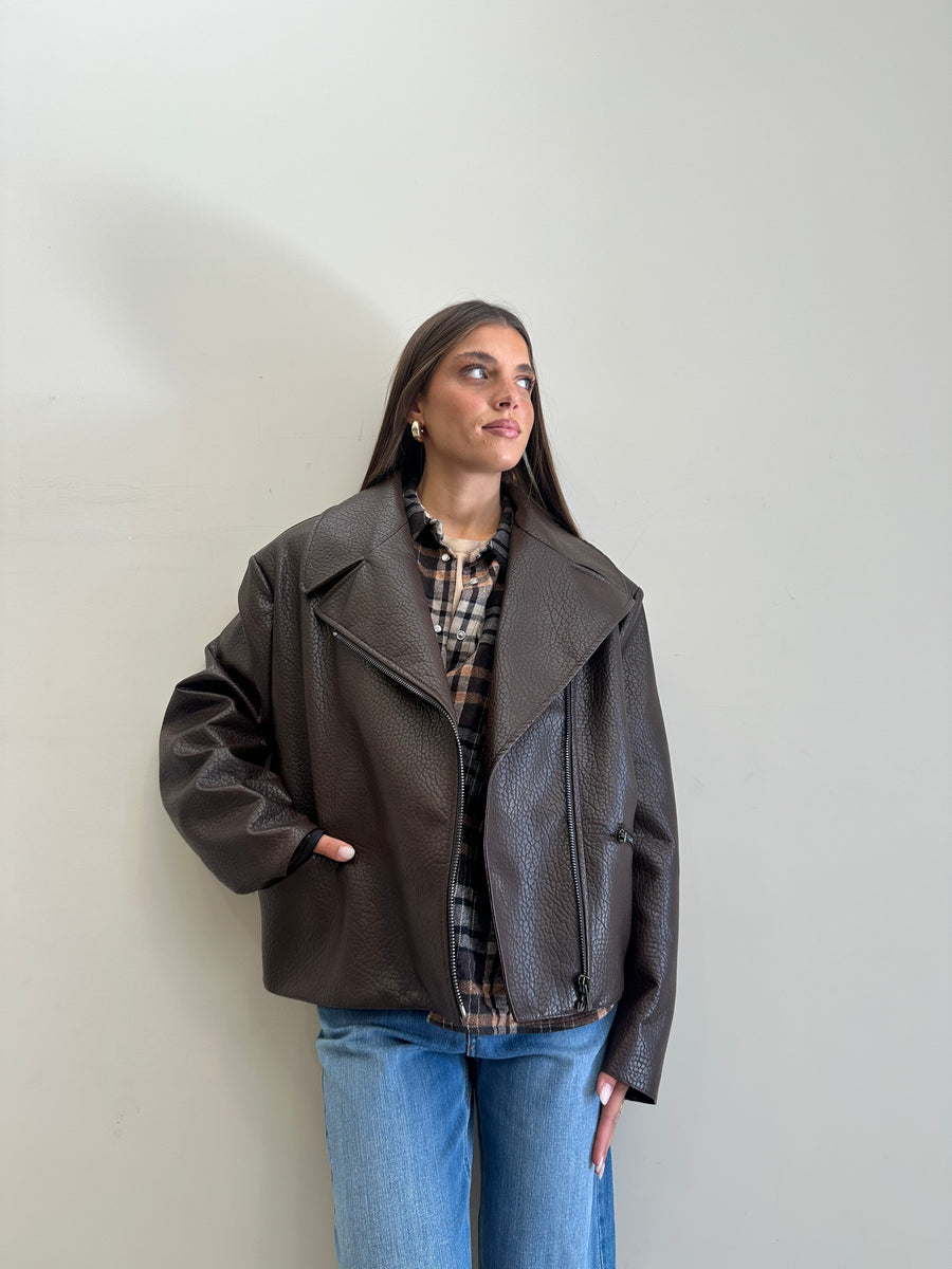 DIXIE Biker over ecopelle moro