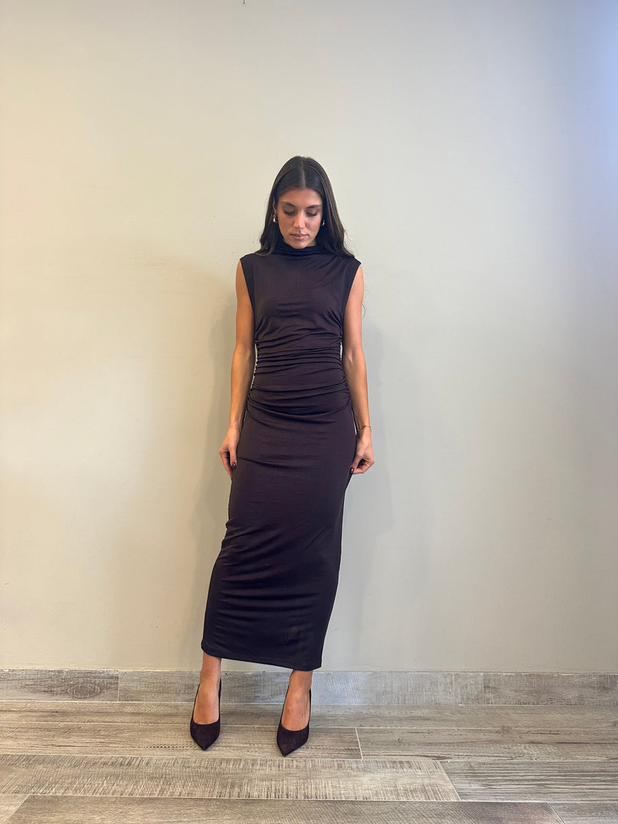 GLAMOROUS Abito smanicato elasticizzato moro