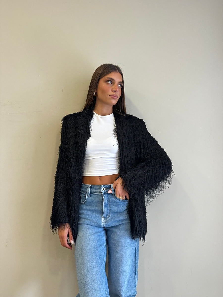 LMN Blazer sfrangiato nero