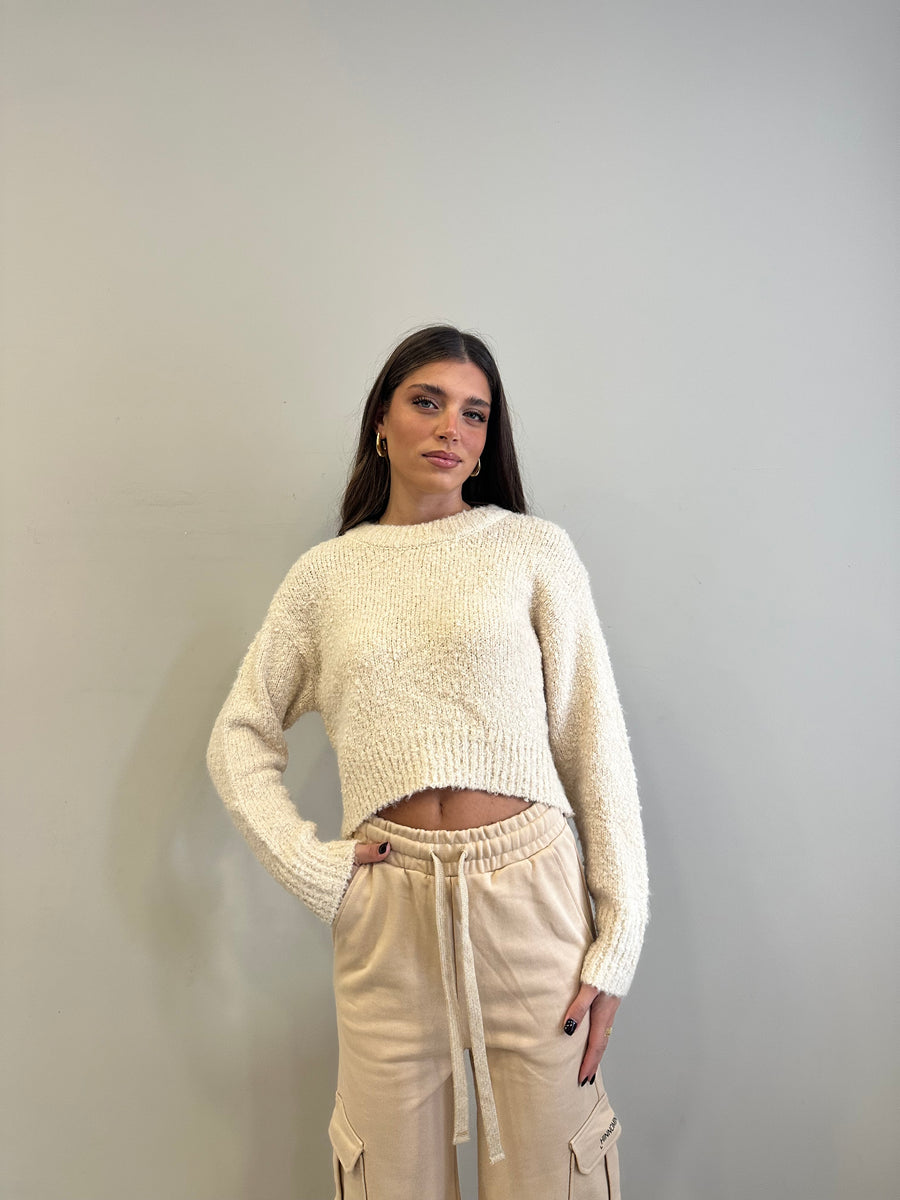 GLAMOROUS Maglia crop crema
