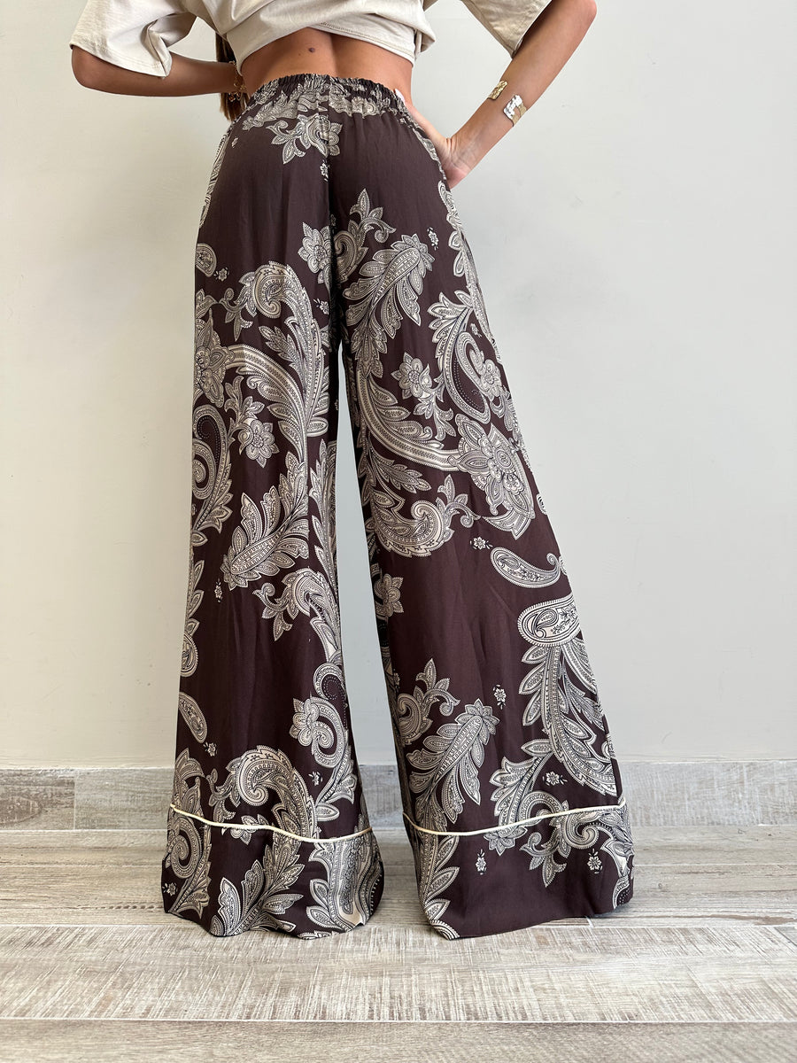 LMN Pantalone palazzo fantasia moro