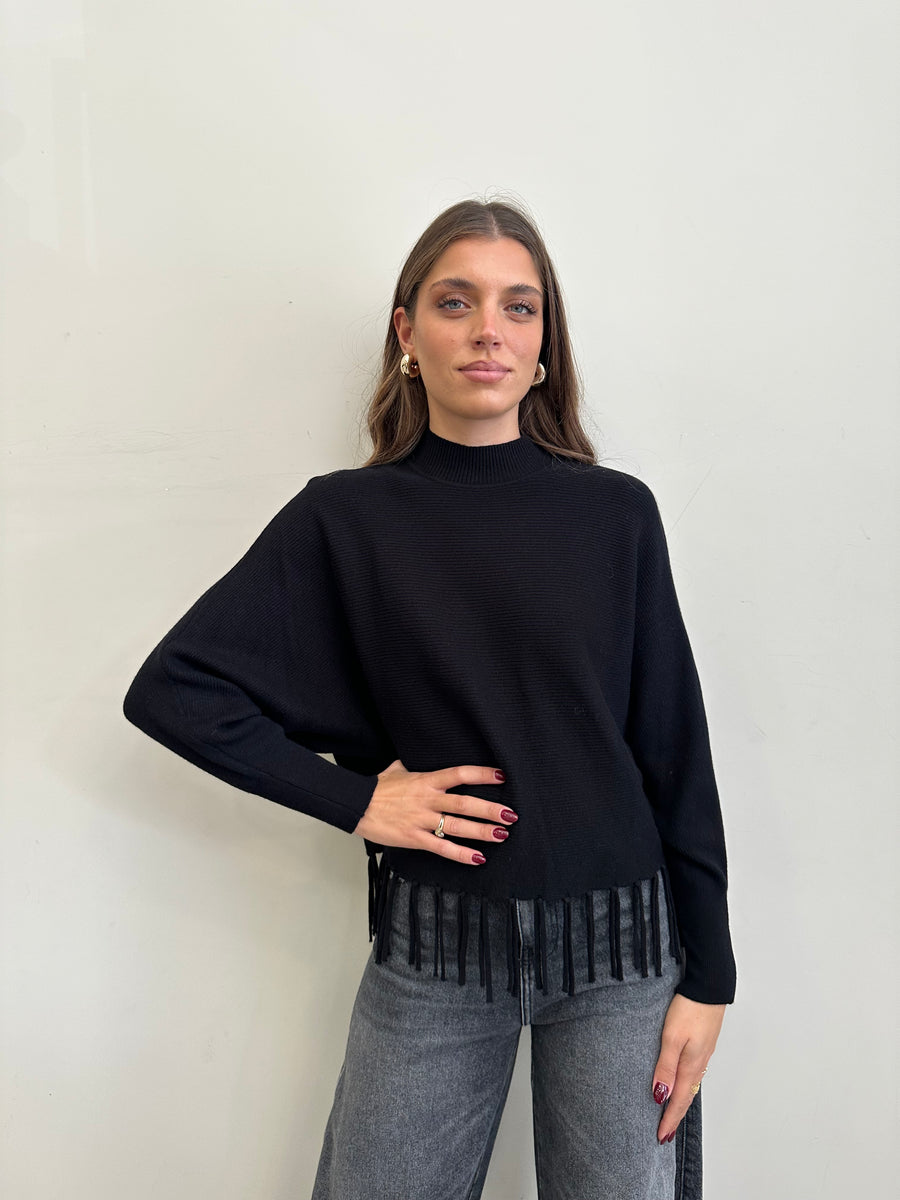 GIPSY INSIDE Maglia frange nera