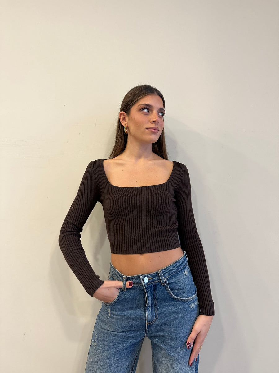 GIPSY INSIDE Maglia crop moro