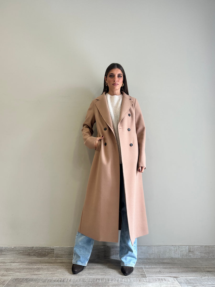 MOTEL Cappotto lungo doppiopetto camel