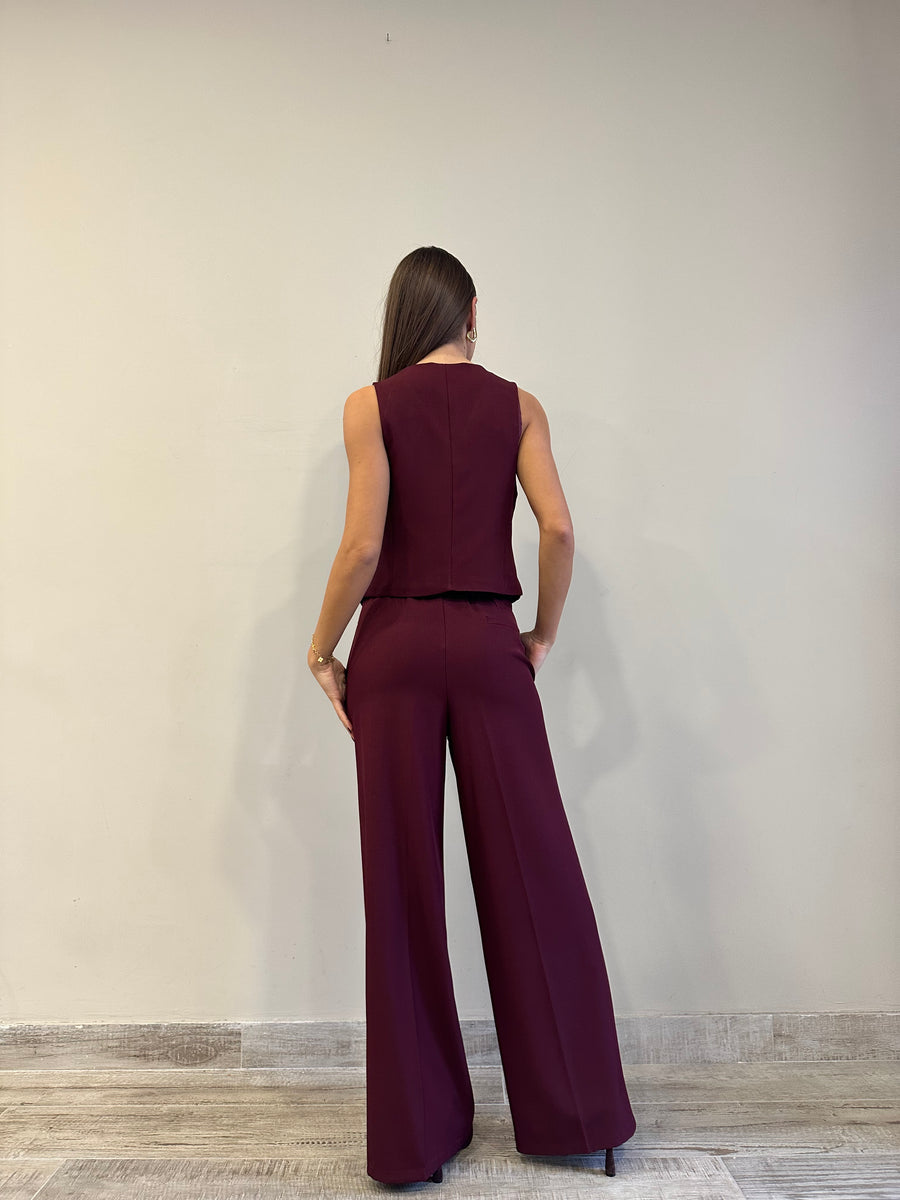 GIPSYINSIDE Completo bordeaux gilet+pantalone