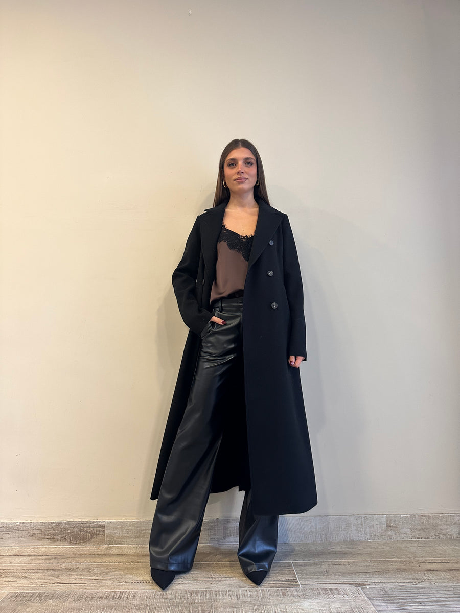 MOTEL Cappotto lungo doppiopetto nero