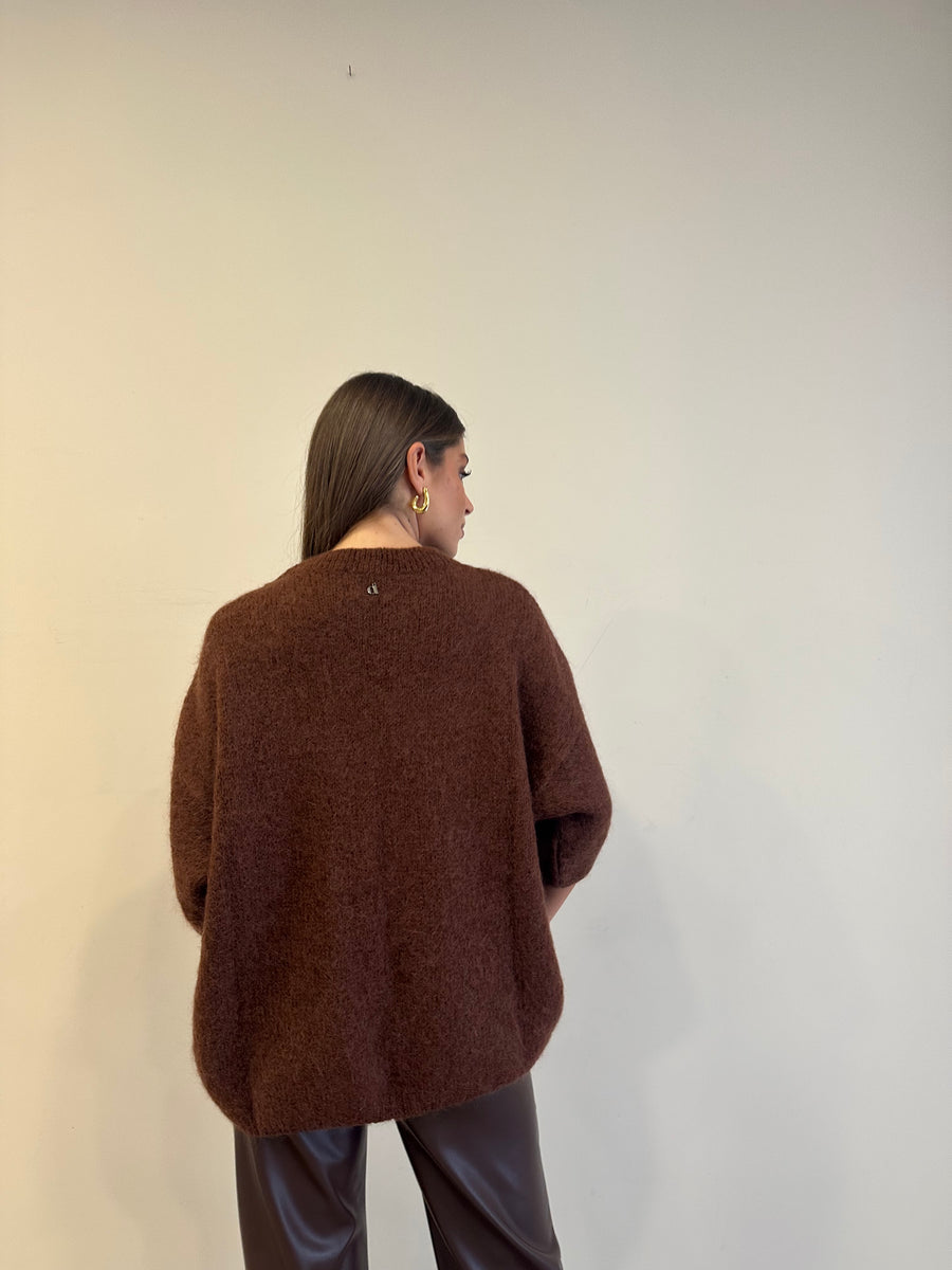 DIXIE Maglia mohair cioccolato