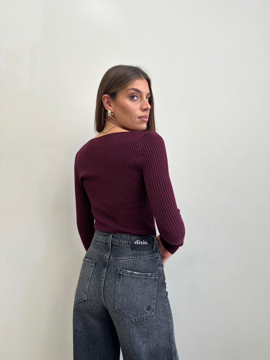 GIPSY INSIDE Maglia costine bordeaux