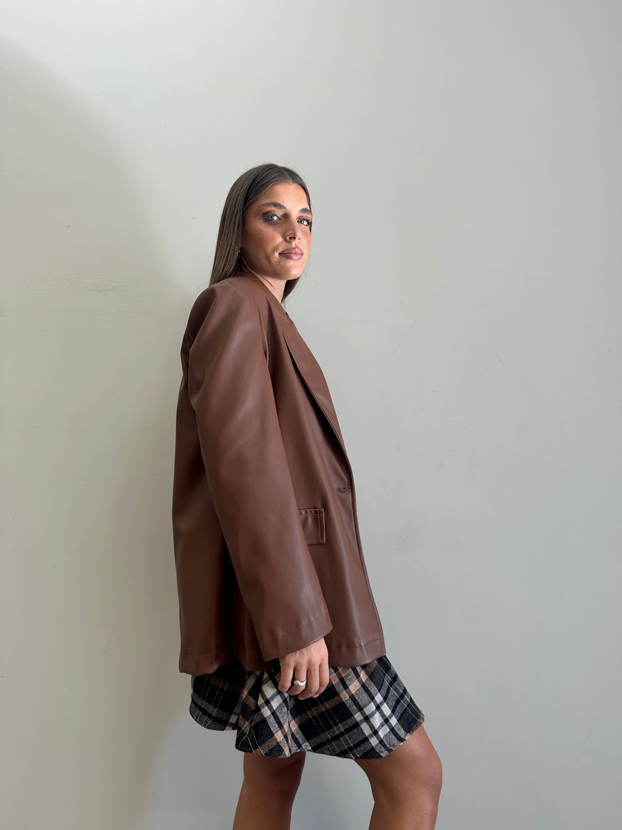 DIXIE Blazer ecopelle tabacco