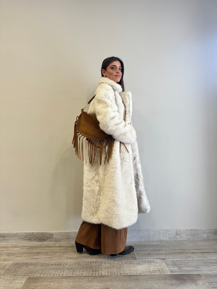 GLAMOROUS Cappotto eco pelliccia crema