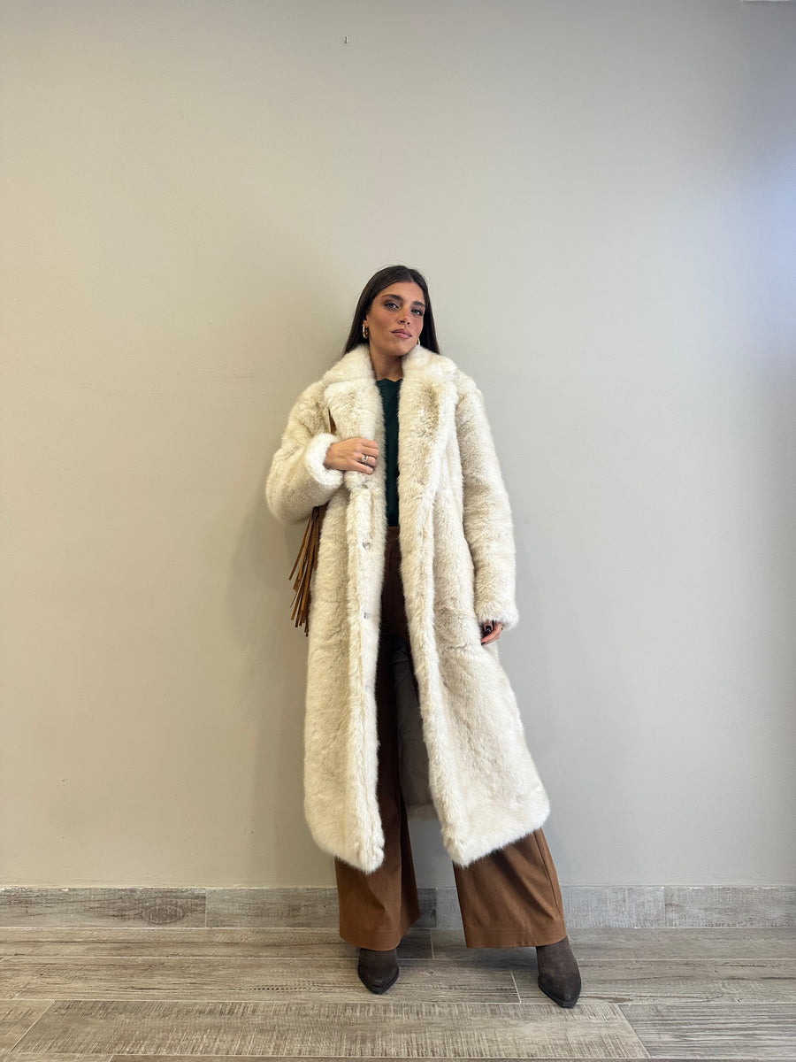 GLAMOROUS Cappotto eco pelliccia crema