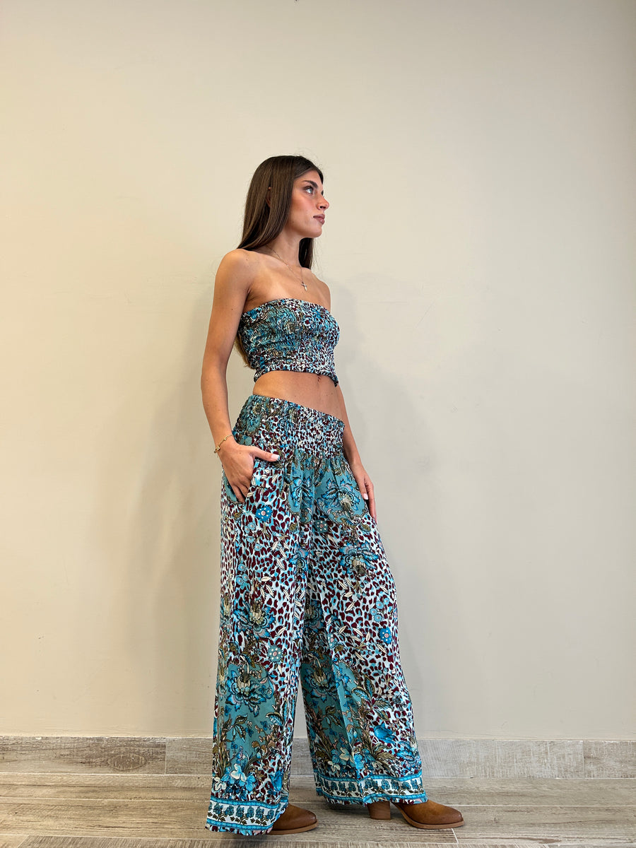 FREELOVE Panta Freelove Seta Flower Leo Turquoise