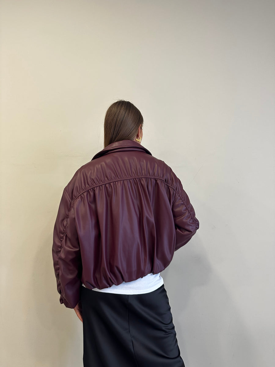 LMN Bomber imbottito eco-pelle bordeaux
