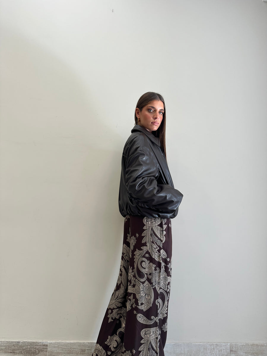 LMN Bomber imbottito eco-pelle moro
