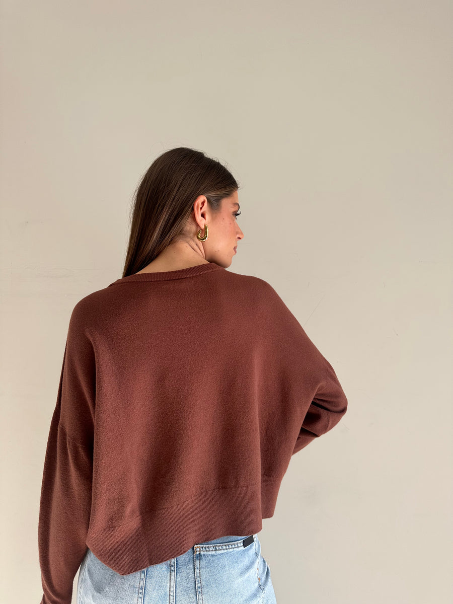 DIXIE Maglia girocollo cioccolato