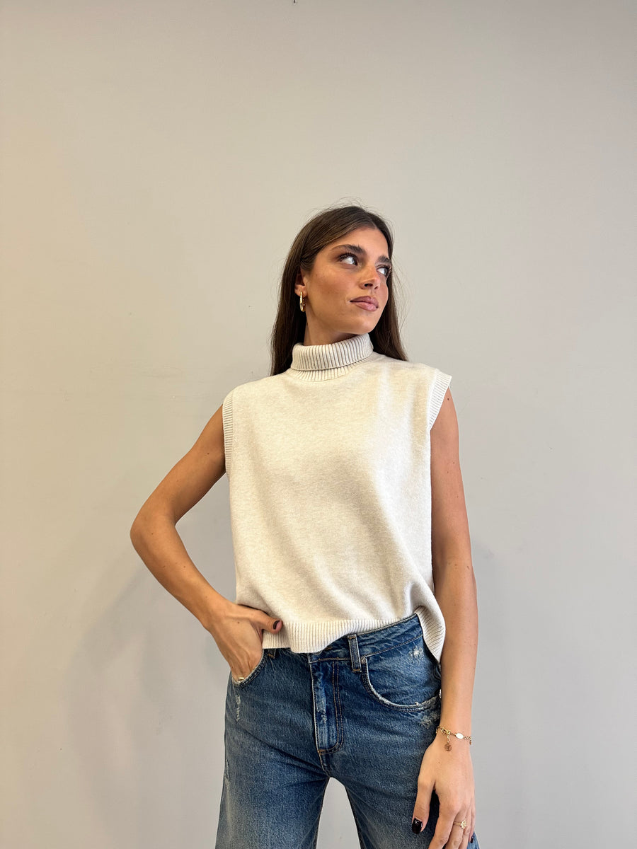 GIPSY INSIDE Smanicato dolcevita panna