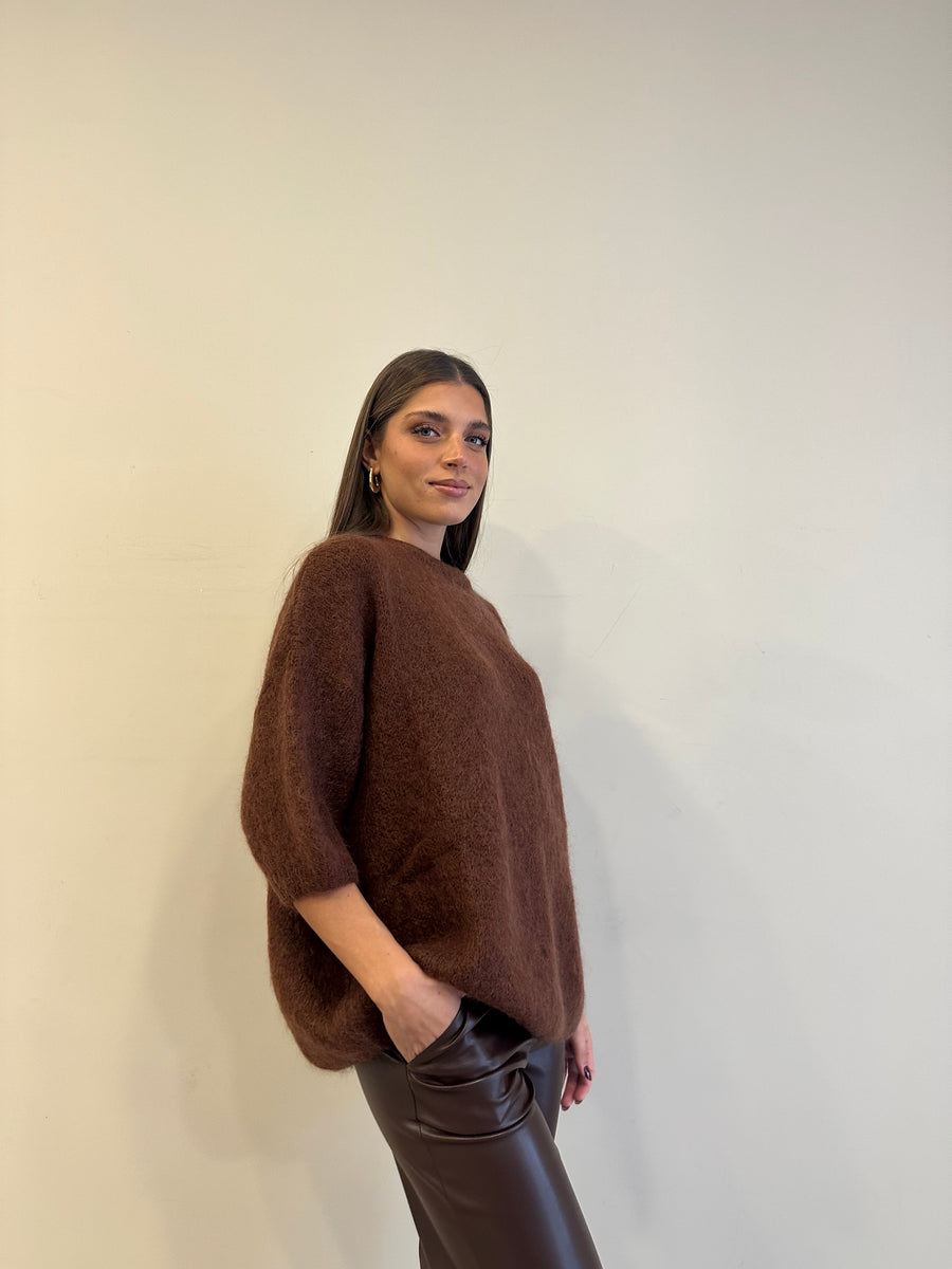 DIXIE Maglia mohair cioccolato