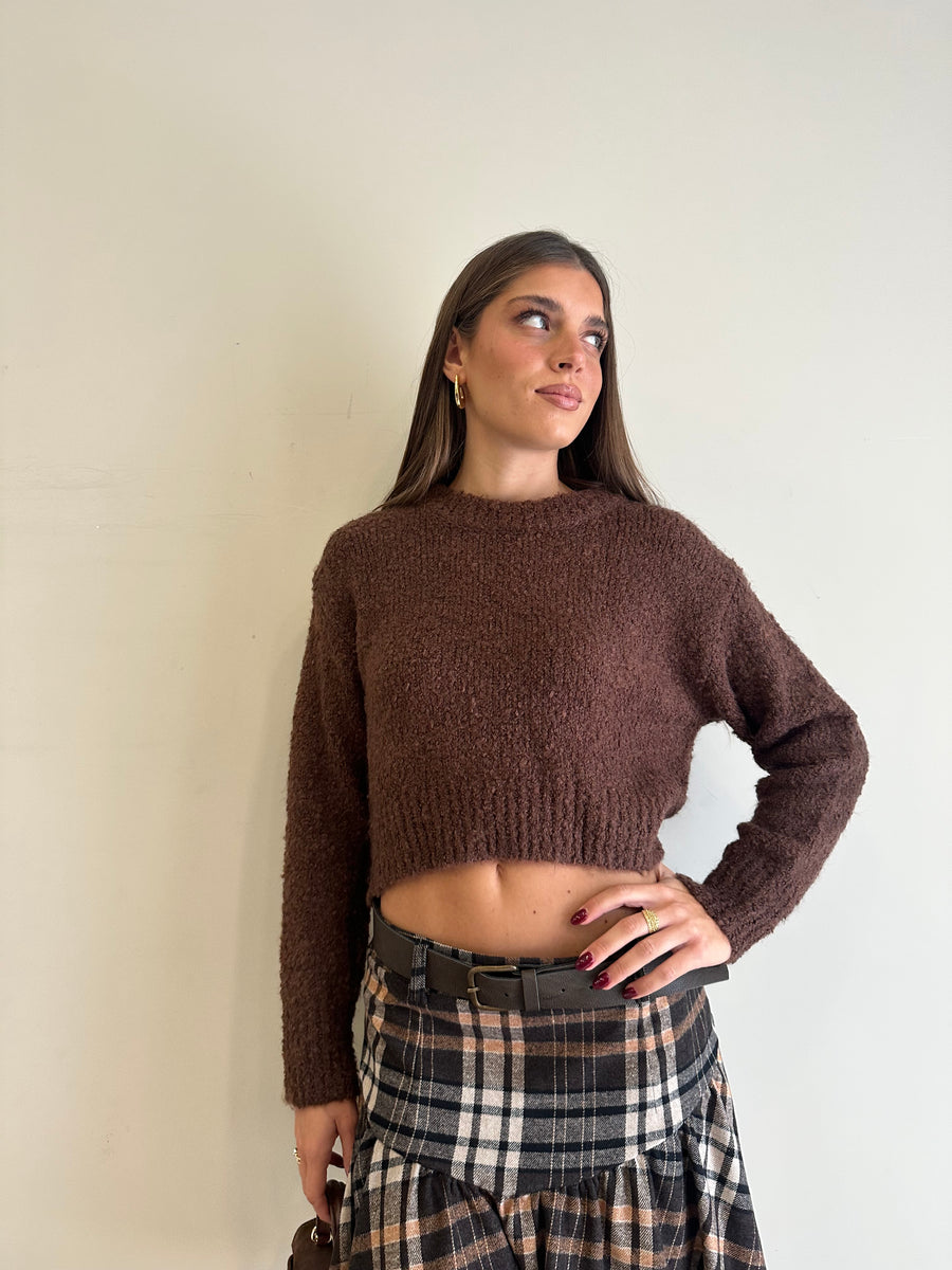 GLAMOROUS Maglia crop cioccolato