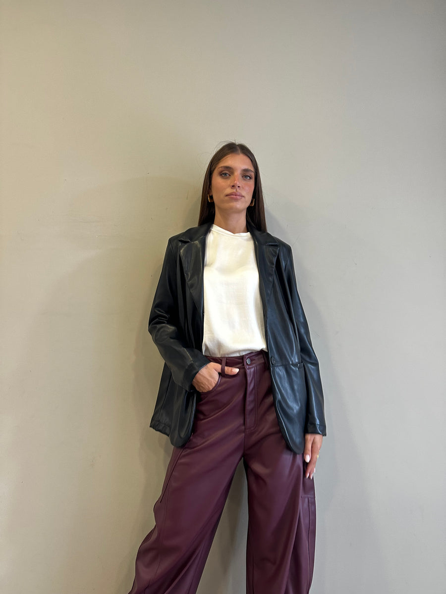 LE STREGHE Blazer ecopelle nero