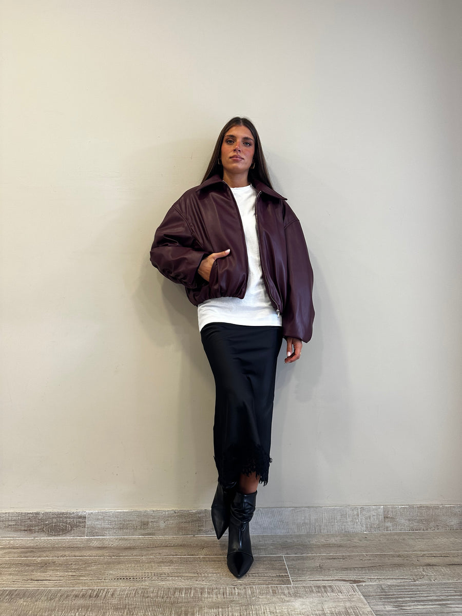 MOTEL Gonna satin nero+ pizzo