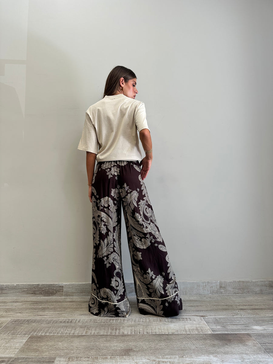 LMN Pantalone palazzo fantasia moro