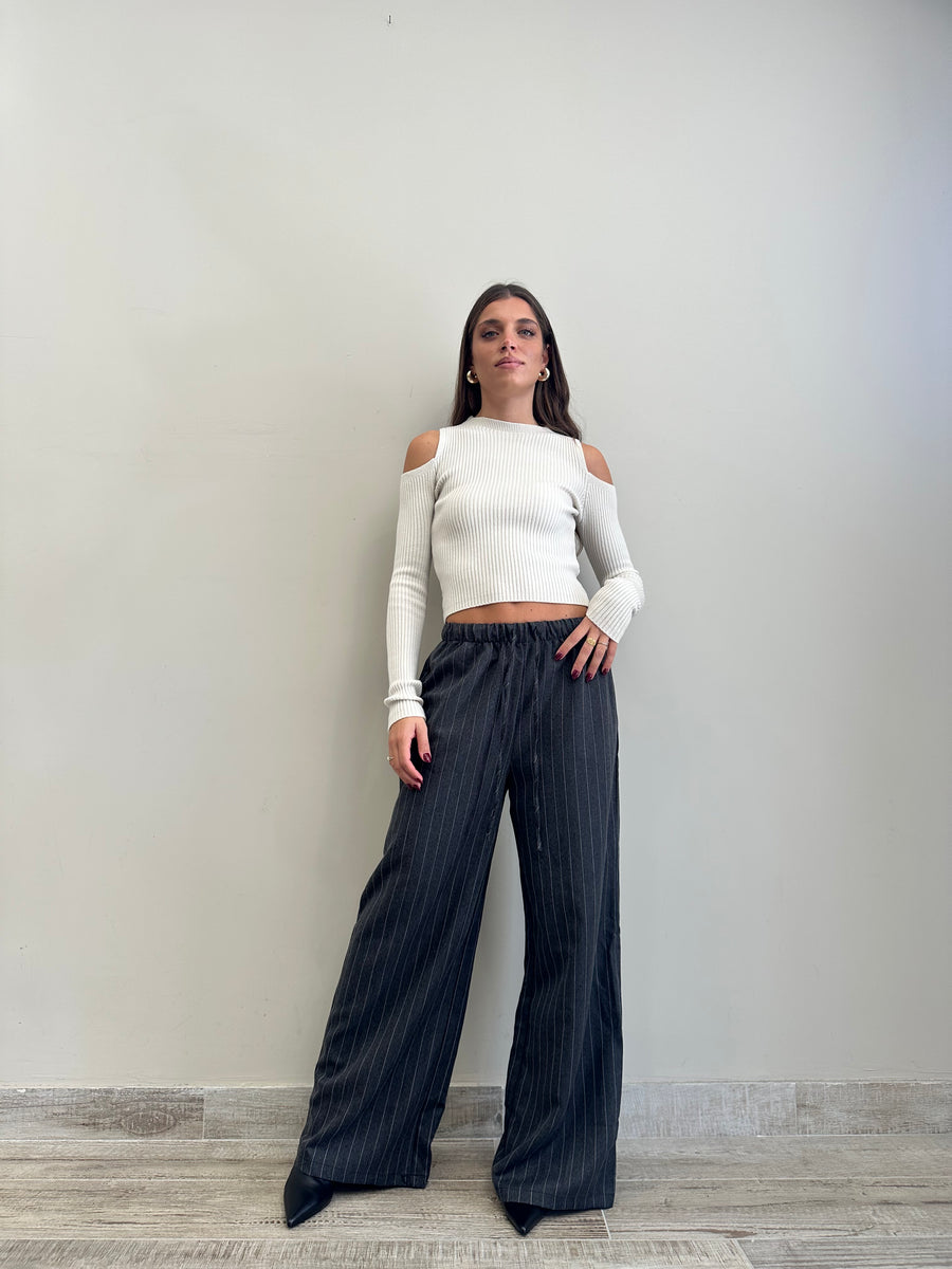 GLAMOROUS Pantalone gessato grigio