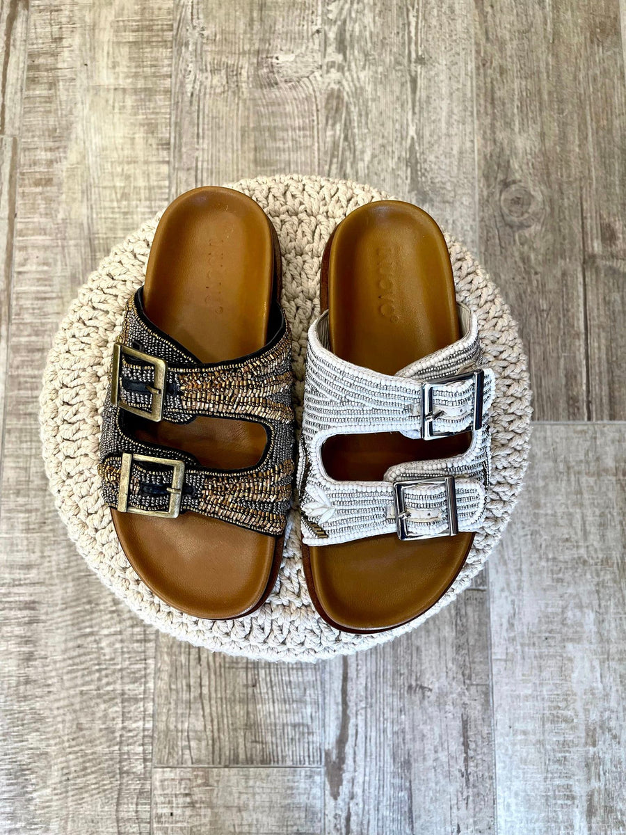 LC Sandalo fussbett ricami bronzo