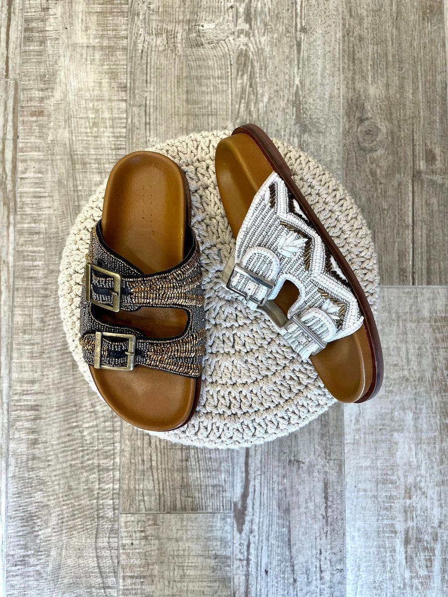 LC Sandalo fussbett ricami bronzo