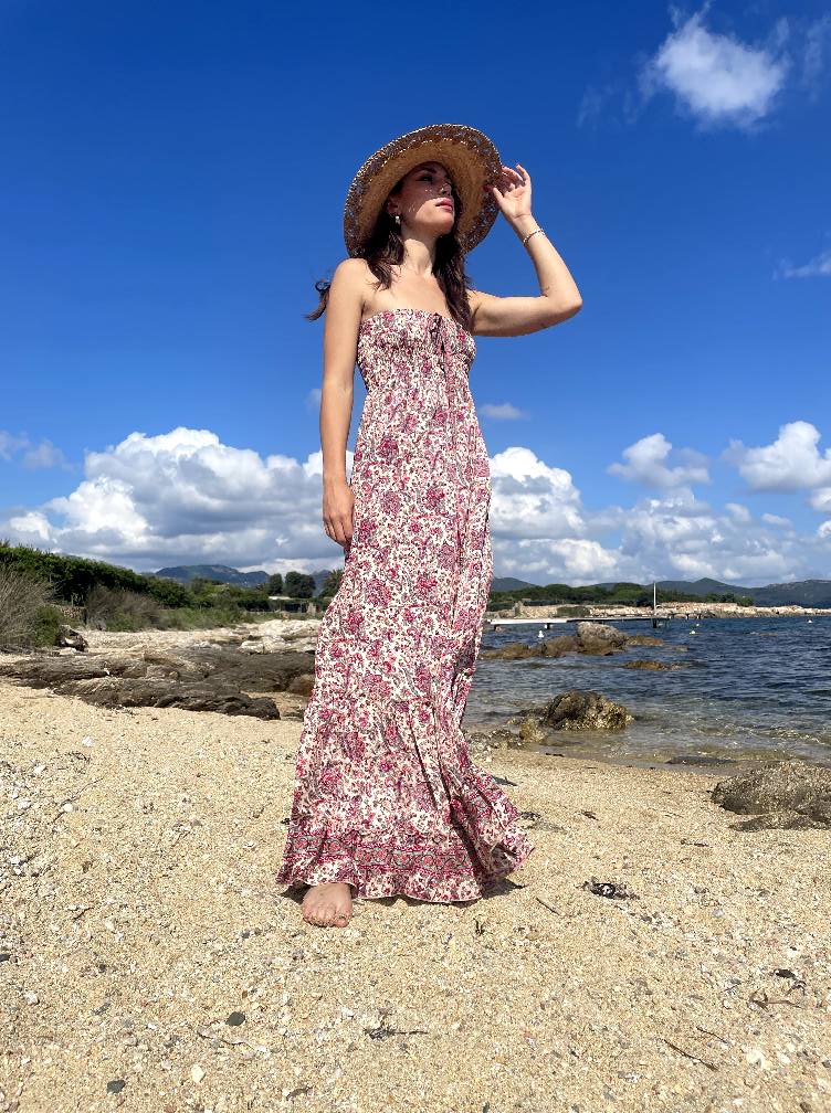 FREELOVE Abito lungo Lace seta Diamond peach
