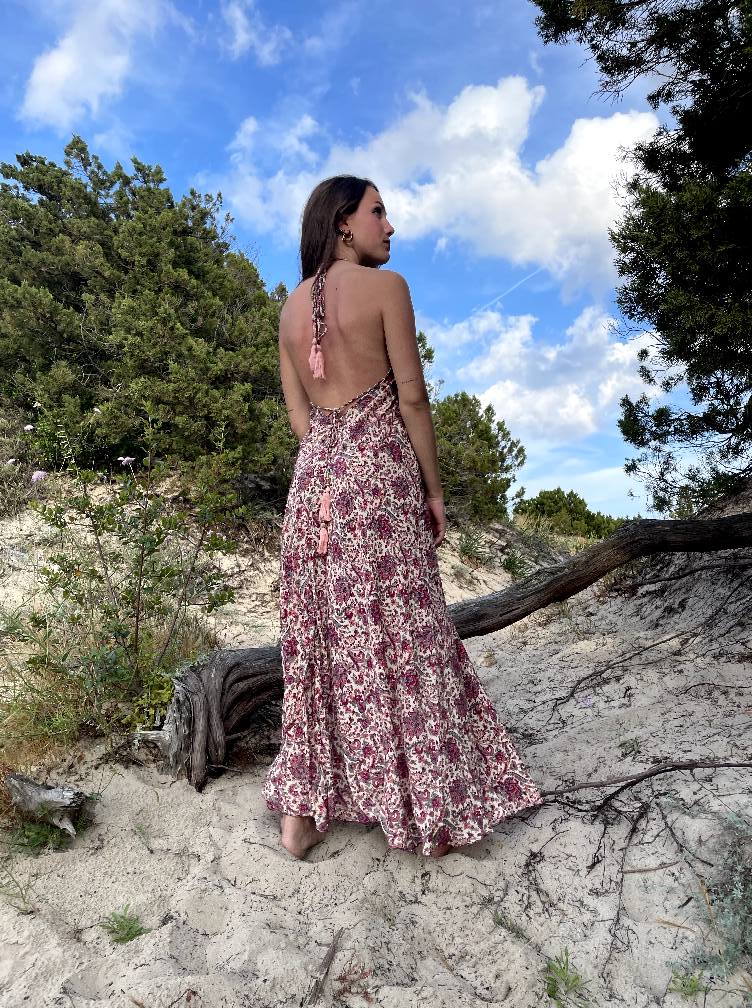 FREELOVE Abito Lungo BEACH LONG Seta Diamond Peach