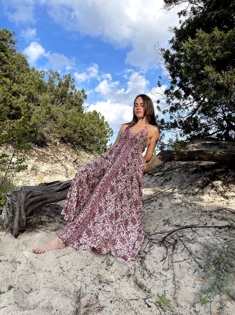 FREELOVE Abito Lungo BEACH LONG Seta Diamond Peach