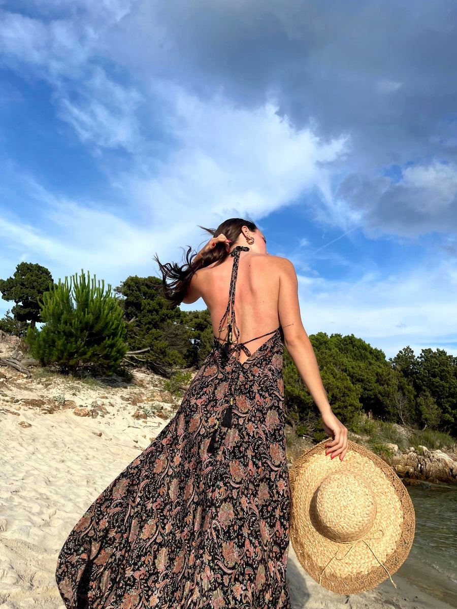 FREELOVE Abito Lungo BEACH LONG Seta Diamond Black