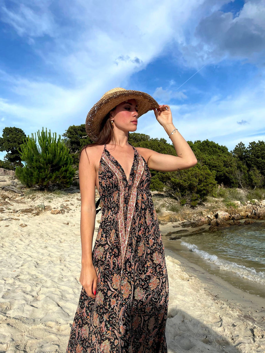 FREELOVE Abito Lungo BEACH LONG Seta Diamond Black