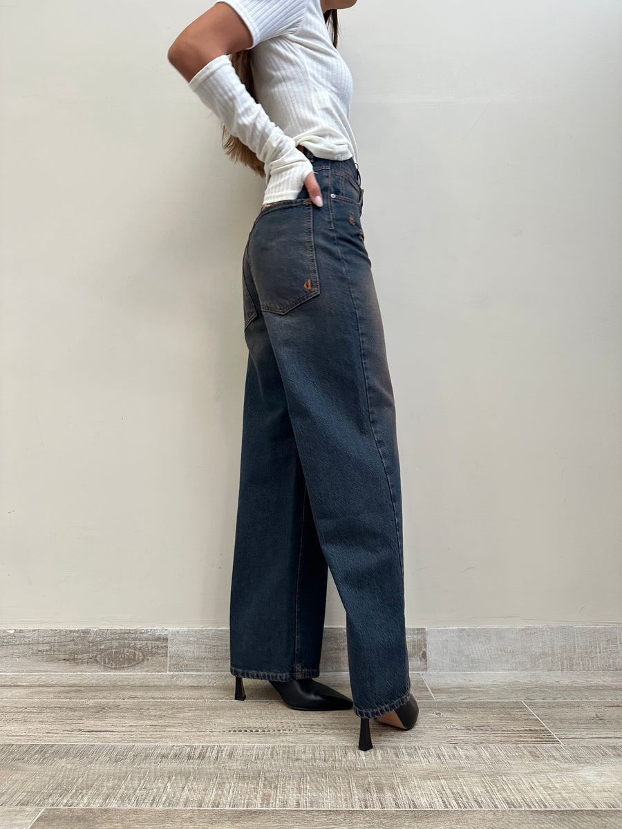 DIXIE Jeans palazzo blu sabbiato