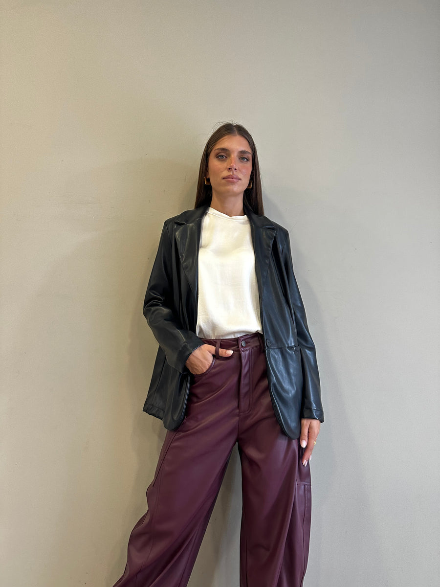 LE STREGHE Blazer ecopelle nero
