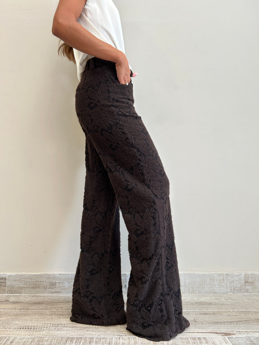 LE STREGHE Pantalone pizzo moro