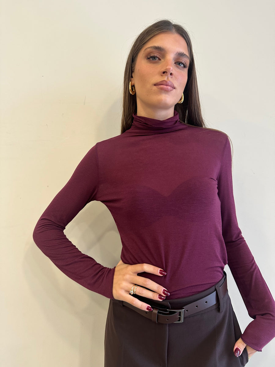 GIPSY INSIDE Cashmerina collo alto bordeaux