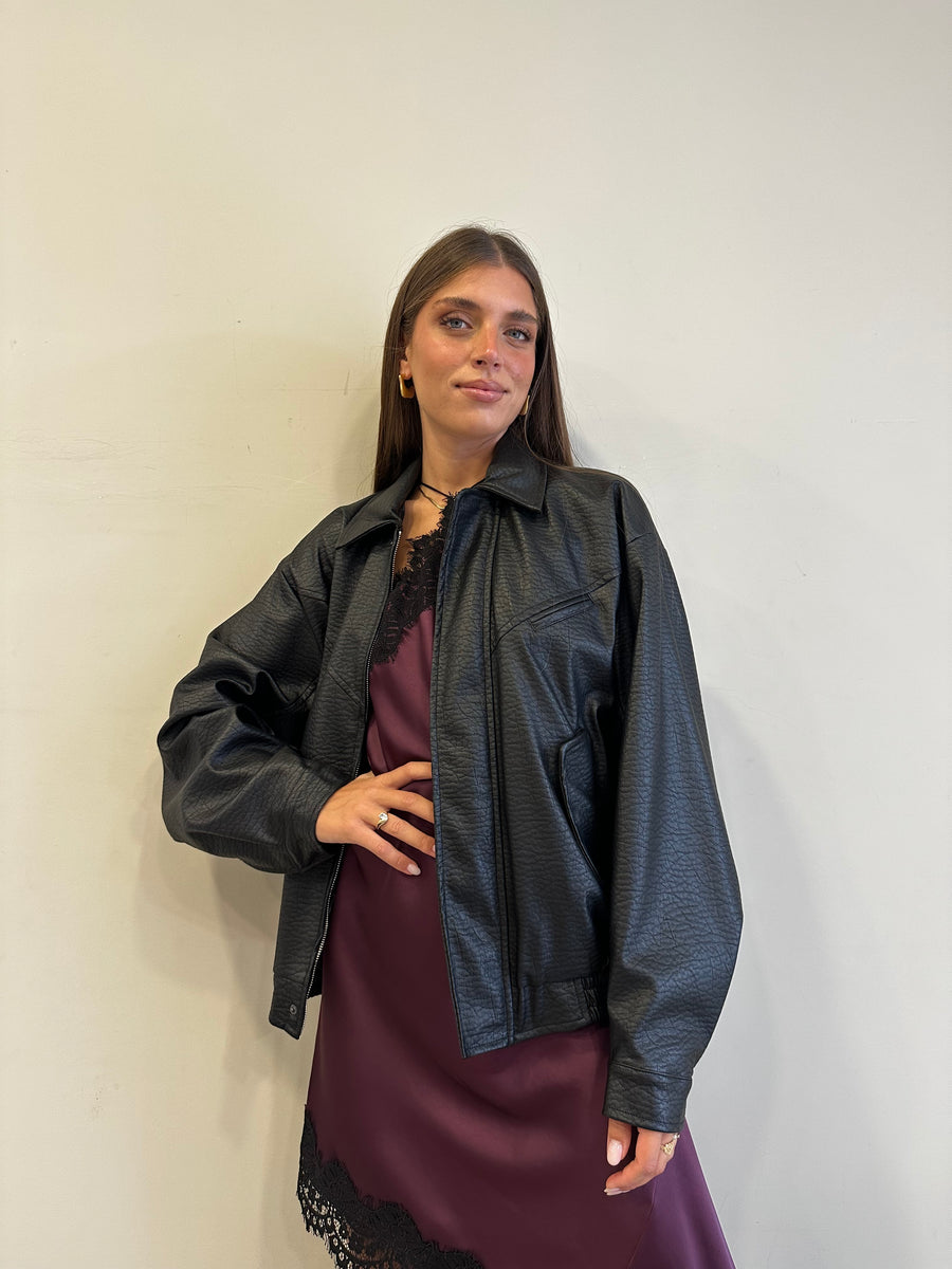 LMN bomber ecopelle nero