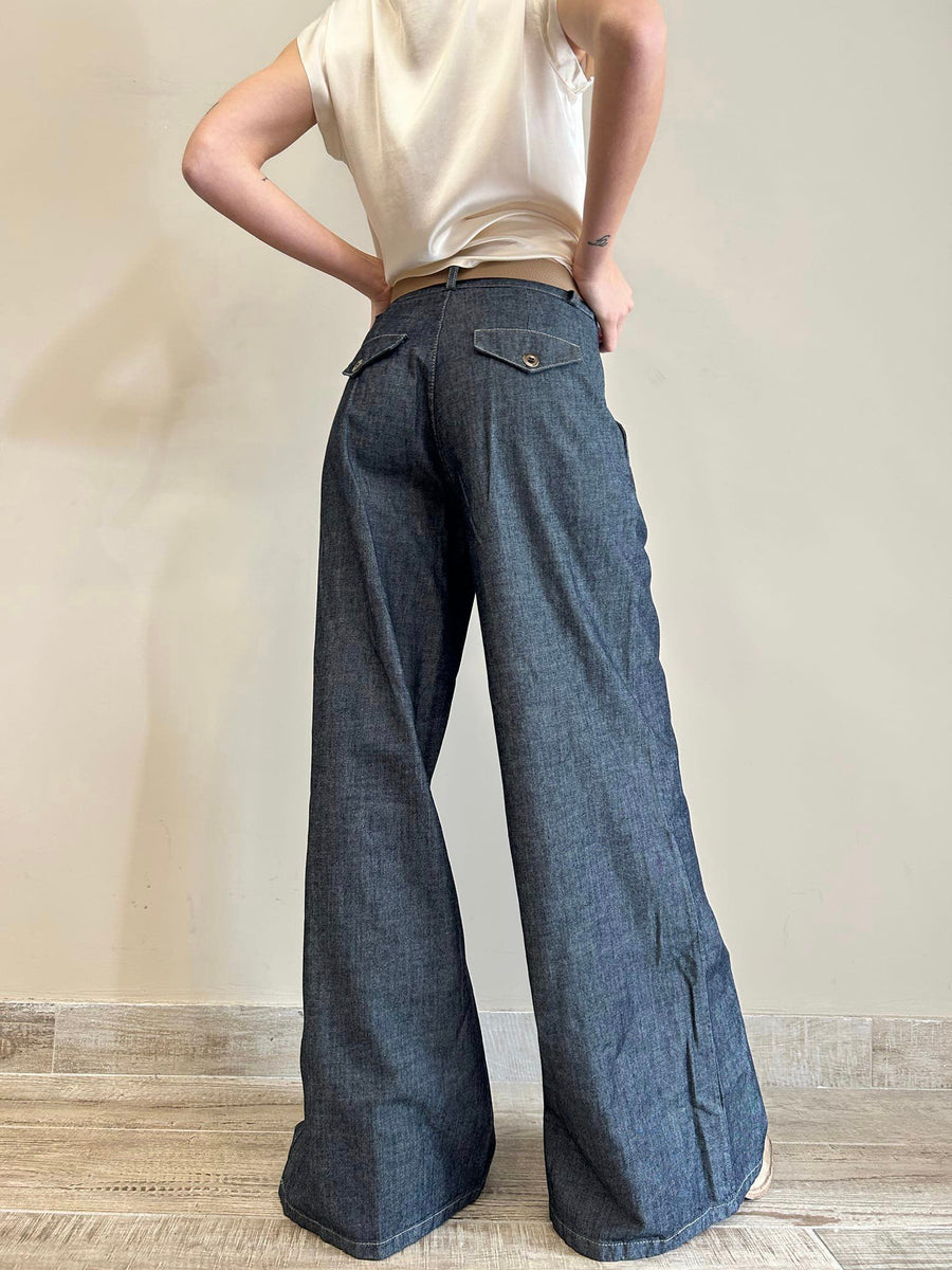 MOTEL Pantalone palazzo denim