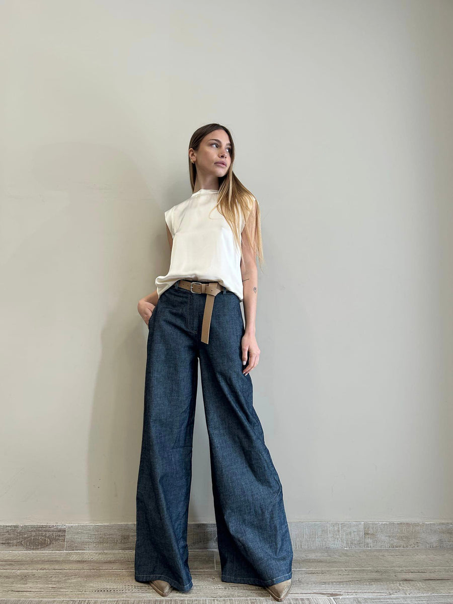 MOTEL Pantalone palazzo denim