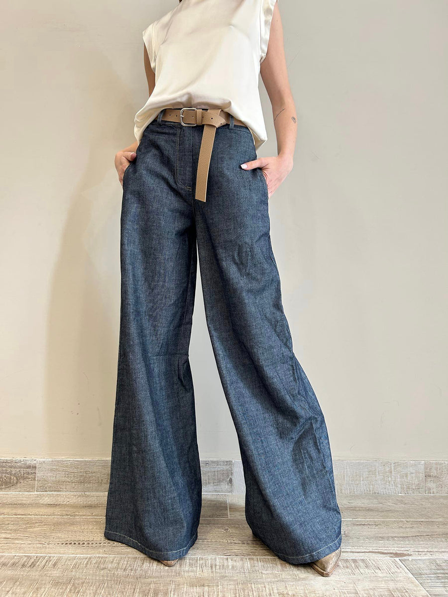 MOTEL Pantalone palazzo denim